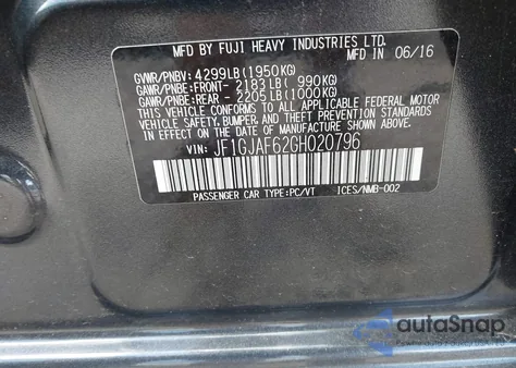 2016 Subaru Impreza 2.0I Premium from USA, damaged, VIN JF1GJAF62GH020796